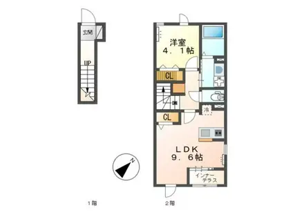 イーグルコート(1LDK/2階)の間取り写真