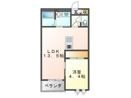 GRANDTIC 西大寺(1LDK/2階)の間取り写真