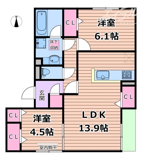 D-RESIDENCE南茨木(2LDK/1階)の間取り写真