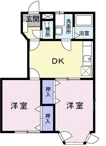グランディール堀越 IIB(2DK/1階)の間取り写真