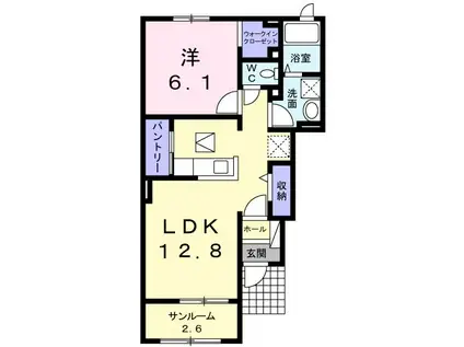 アルペングローII(1LDK/1階)の間取り写真