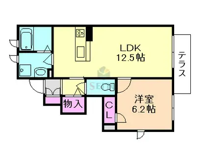 VORTE GARDEN豊中(1LDK/1階)の間取り写真