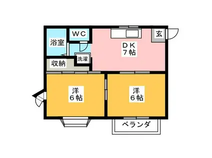 メープルハイム(2DK/2階)の間取り写真