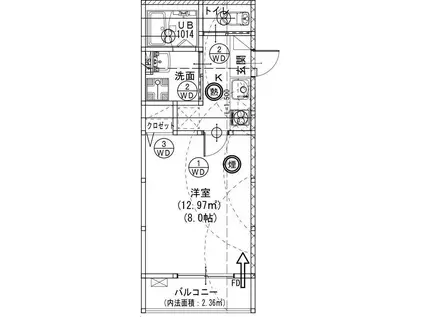 桜ヶ丘アパート(1K/3階)の間取り写真