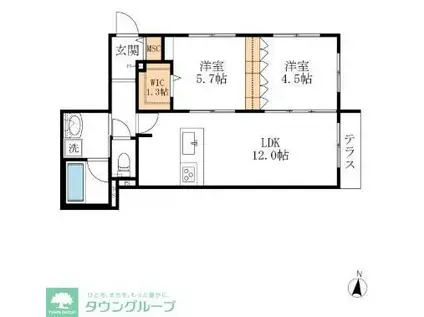 メゾン・ド・ファミーユ(2LDK/1階)の間取り写真