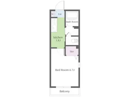 レジデンス M ホシ(1K/1階)の間取り写真