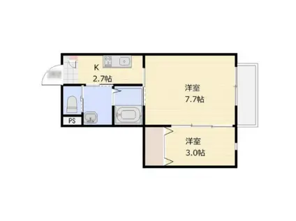 フィカーサ東大宮(1SK/2階)の間取り写真