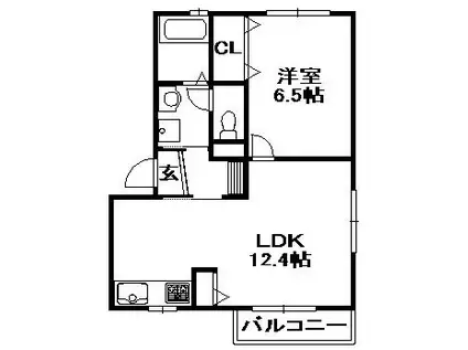 オレンジハイツ南口東館(1LDK/2階)の間取り写真