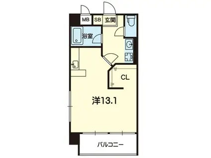 ライズ上通(ワンルーム/2階)の間取り写真