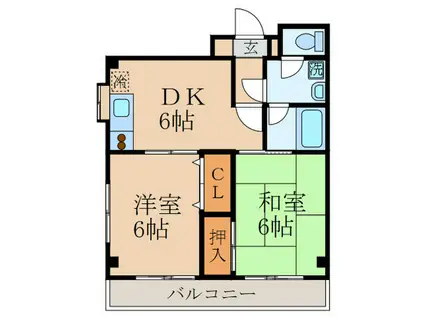 コスモプラザ(2DK/2階)の間取り写真