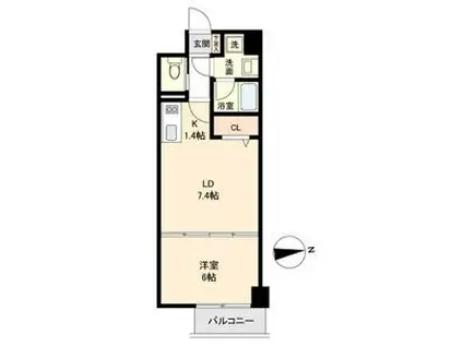 H-F名駅北レジデンスイースト(1LDK/11階)の間取り写真