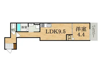 クレアール富雄北II(1LDK/3階)の間取り写真
