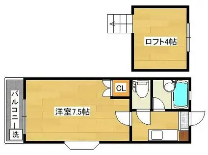 リファレンス企救丘 B(1K/2階)の間取り写真