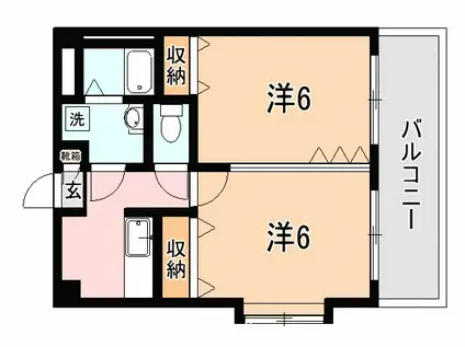 サンステージ荒田(2K/4階)の間取り写真