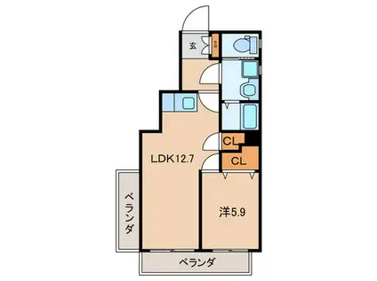 フェルト1024(1LDK/5階)の間取り写真
