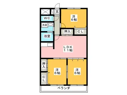 めぞんオアシス(3LDK/5階)の間取り写真