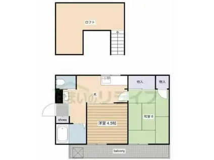 フラワーハイム(2K/2階)の間取り写真