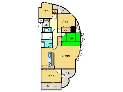 メープルタワー竜美ヶ丘アネックス(4LDK/13階)の間取り写真