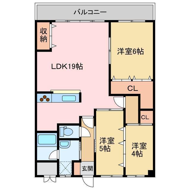 ベルレジョン(3LDK/3階)の間取り写真