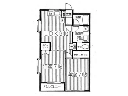 ナリッシュ落合(2LDK/3階)の間取り写真