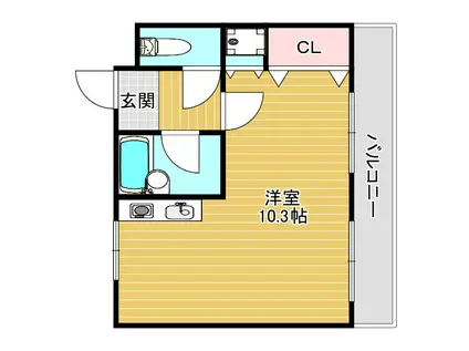 ジュネス別府(ワンルーム/3階)の間取り写真