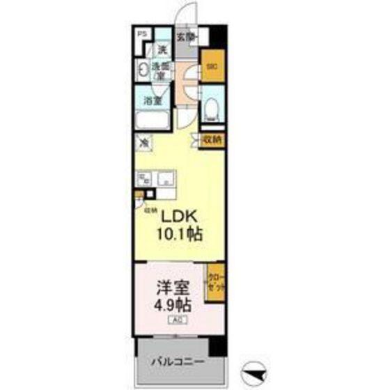 ロイヤルパークス仙台青葉通(1LDK/4階)の間取り写真