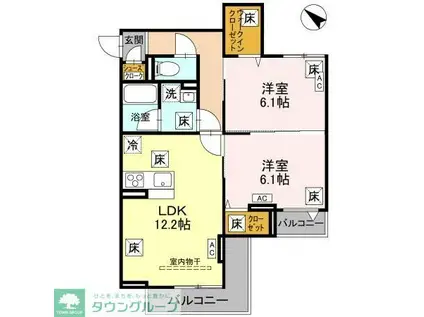 NOBLE RAFFINER東大宮(2LDK/1階)の間取り写真