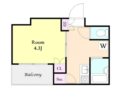 クレードル元渚(1K/3階)の間取り写真