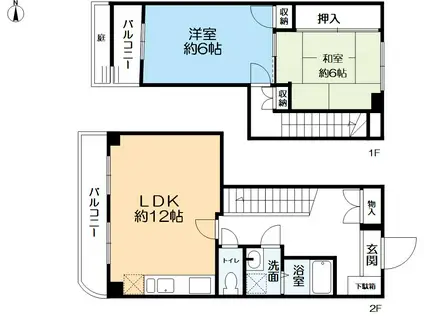エランド-ル武庫之荘(2LDK/1階)の間取り写真