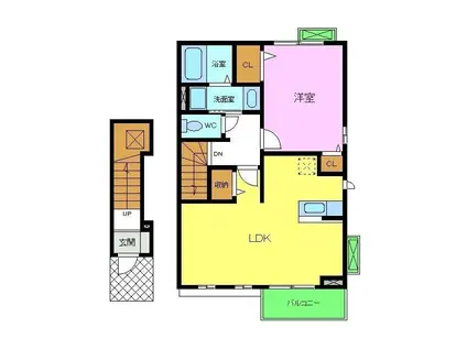 ヴィクト・ワール(1LDK/2階)の間取り写真