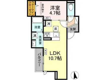 北区豊島7丁目PJ B棟N(1LDK/1階)の間取り写真