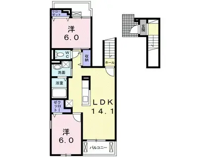 アルタイル(2LDK/2階)の間取り写真