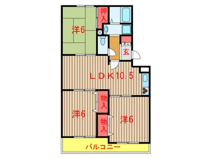 ヴェラクレスト壱番館・弐番館(3LDK/3階)の間取り写真