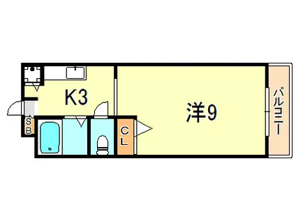 ピアハイツB棟(1K/4階)の間取り写真