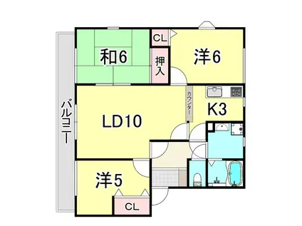 ユートピア20 B棟(3LDK/1階)の間取り写真