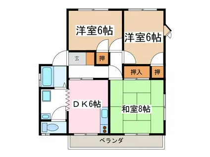 赤羽マンション(3DK/2階)の間取り写真
