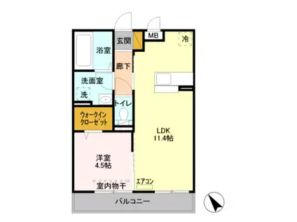 シャトレーウエスト明神(1LDK/3階)の間取り写真