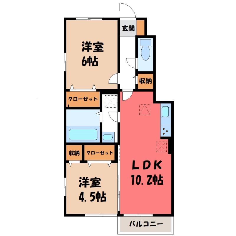 ダイヤモンドA(2LDK/1階)の間取り写真
