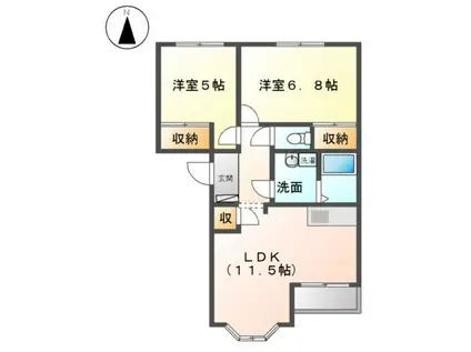 エターナル(2LDK/2階)の間取り写真