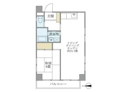 ウイング舟渡(1LDK/3階)の間取り写真