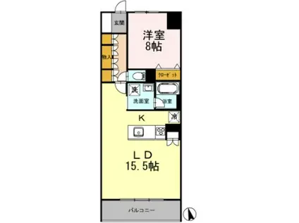 カスタリア伏見(1LDK/2階)の間取り写真