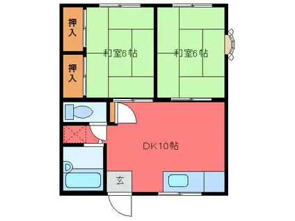 マルワレジデンス石下第二(2DK/2階)の間取り写真