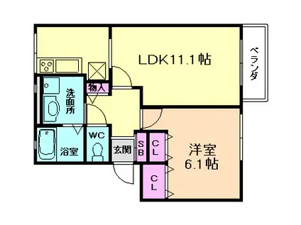 ヴィラ・アゼリア(1LDK/1階)の間取り写真