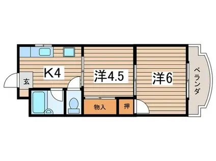 グランドマンション6(2K/1階)の間取り写真