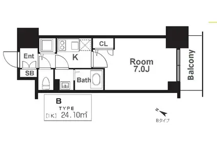 エスリード神戸三宮ラグジェ(1K/13階)の間取り写真