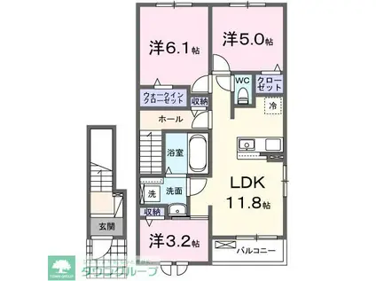 プレッソ高崎F(3LDK/2階)の間取り写真