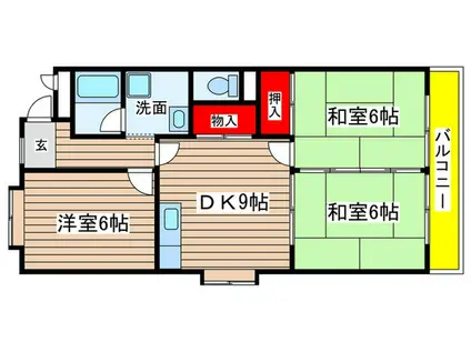 成田ビル(3DK/2階)の間取り写真