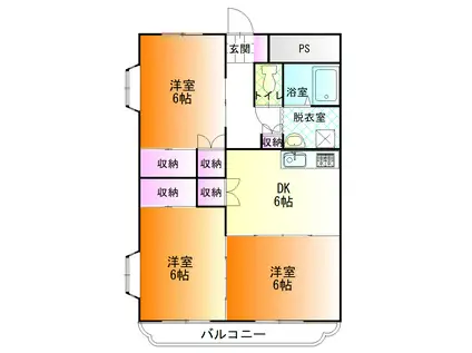 ニューキャッスル(3DK/2階)の間取り写真