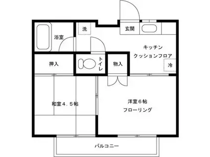 グリーンハイツ四つ木A(2K/2階)の間取り写真