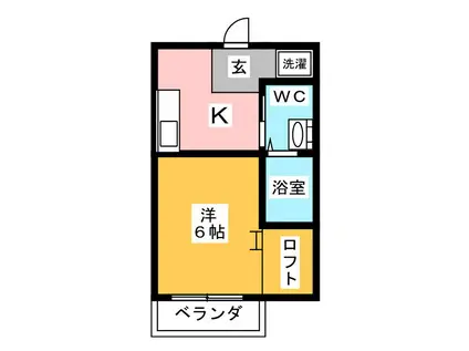 フェリス桶川(1K/2階)の間取り写真